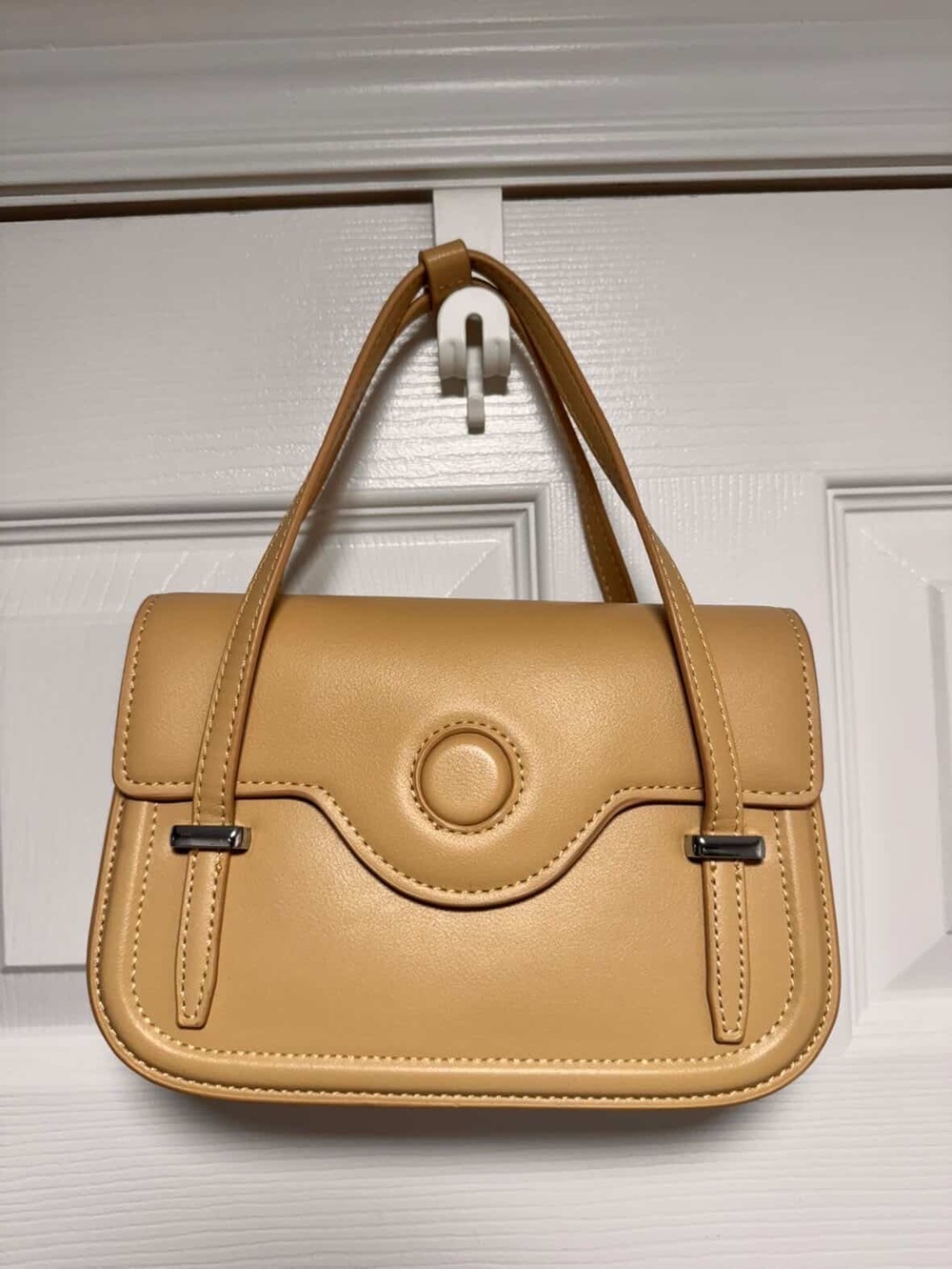Vintage Mango Structured Top Handle Bag / Made in China / Tan